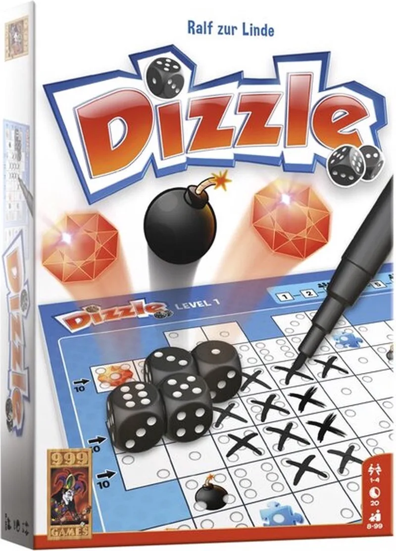 Dizzle - Dobbelspel - 1-4 personen - 8-99 jaar van 999 Games, editie Multi-coloured – doos