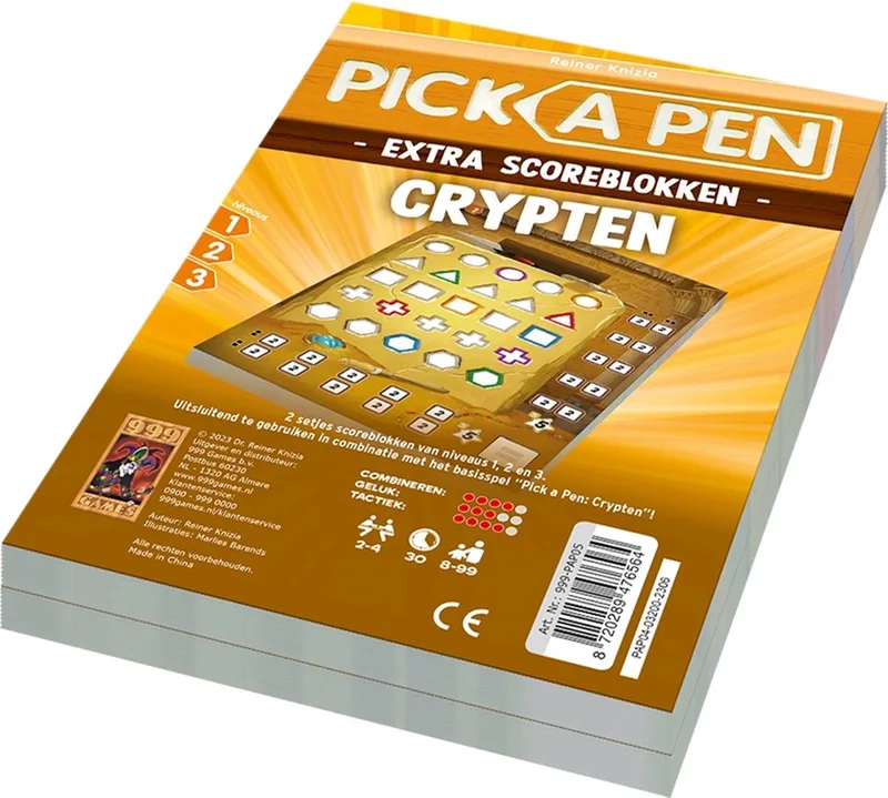 Pick a Pen Crypten Scoreblokken from 999 Games, Multi edition – box