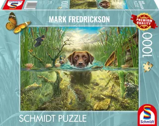 Schmidt puzzel - Chocolate labrador swimming, 1000 stukjes - Legpuzzel from 999 Games, Multicolour edition – box 2 of 2