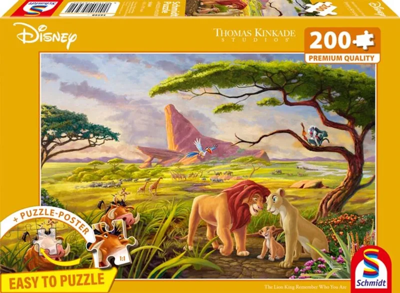 Schmidt puzzel - Thomas Kinkade Studios - Disney, Lion King, 200 stukjes - Legpuzzel von 999 Games, Ausgabe Mehrfarbig – Schachtel