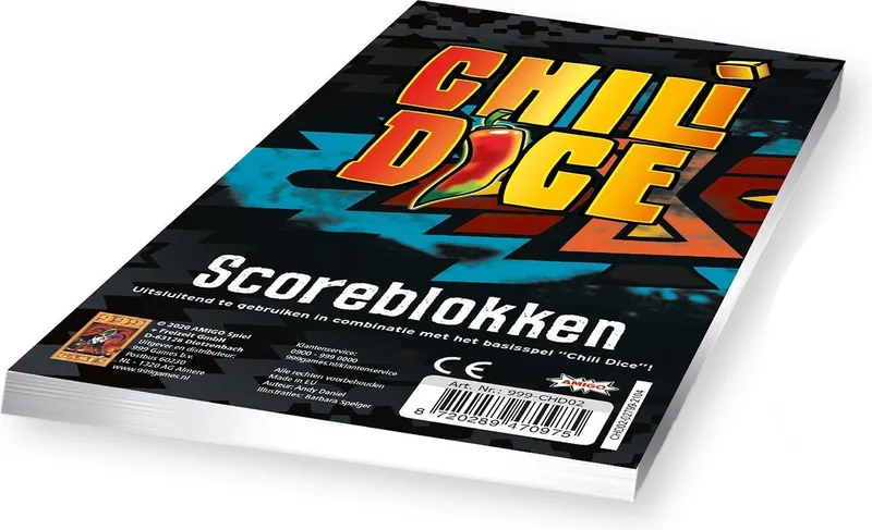Scoreblokken - Chili Dice - drie stuks - Dobbelspel from 999 Games, Meerkleurig edition – box