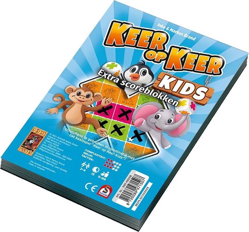 Scoreblokken - Keer op Keer Kids - twee stuks - Dobbelspel de 999 Games, édition Multi – boîte