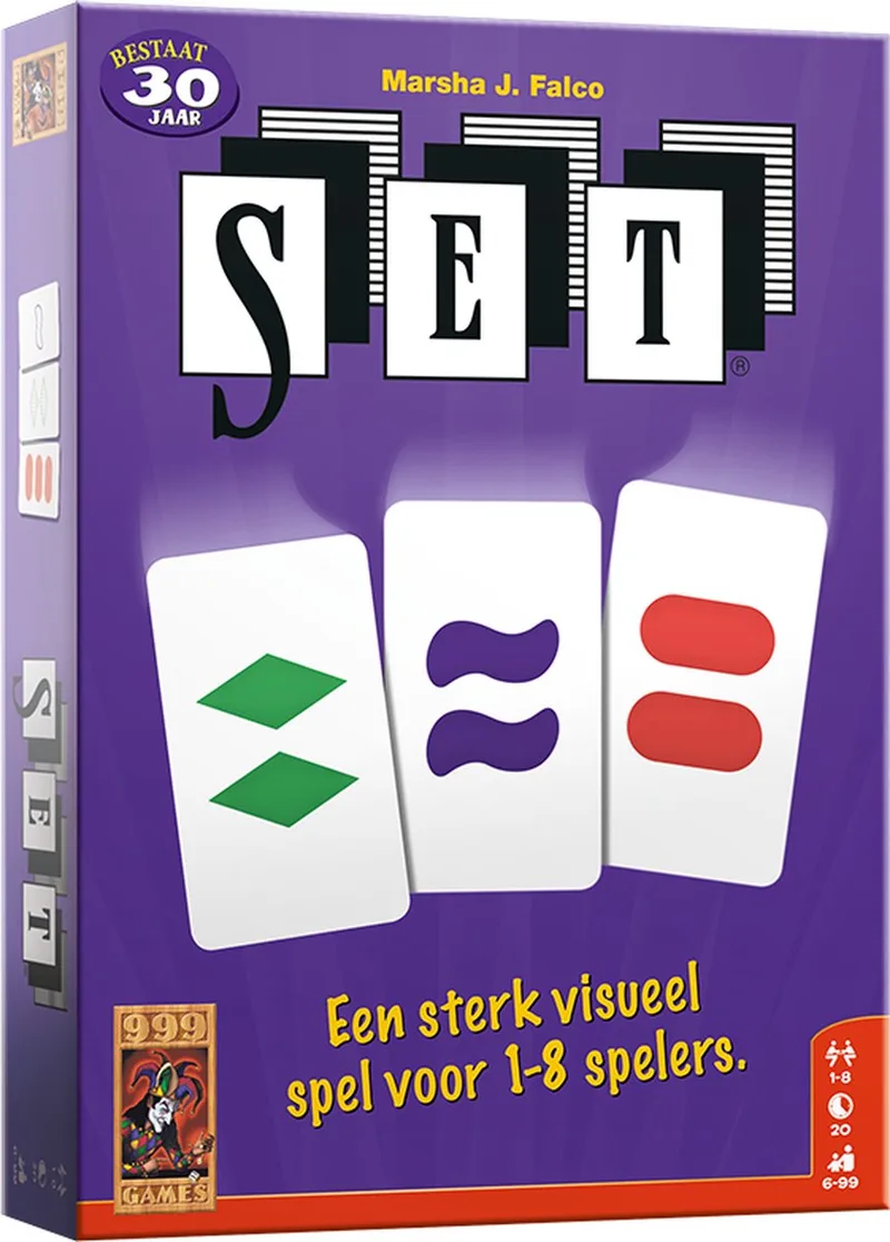 SET - Kaartspel - Zenuwslopend reactiespel voor het hele gezin - Familiespel - Gezelschapsspel - Klein cadeautje fra 999 Games – æske