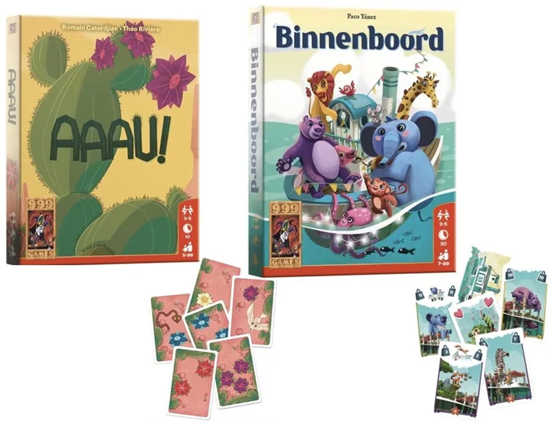 Voordeelset: Aaau! (5+) en Binnenboord (7+) fra 999 Games, Voordeelset: Aaau! (5+) en Binnenboord (7+)-udgave – æske