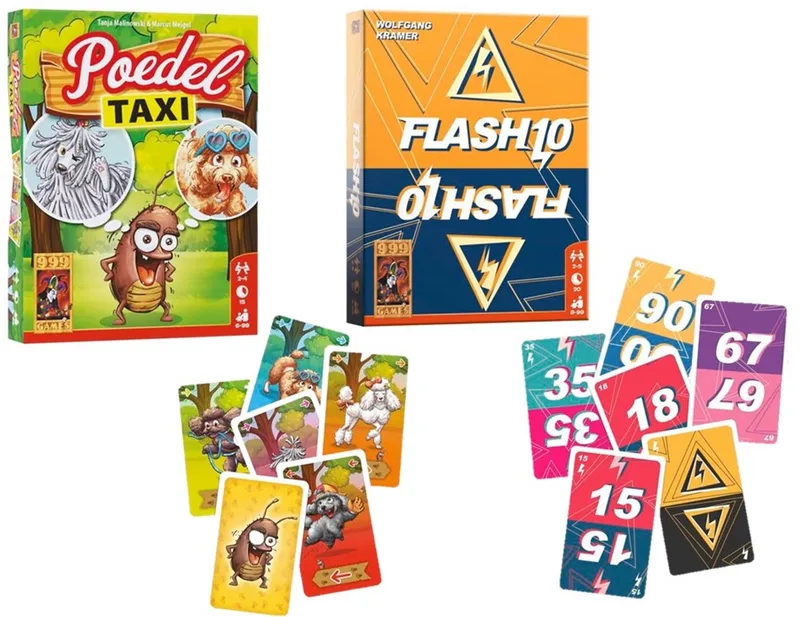 Voordeelset: Poedel Taxi (7+) en Flash 10 (8+) de 999 Games, édition Voordeelset: Poedel Taxi (7+) en Flash 10 (8+) – boîte