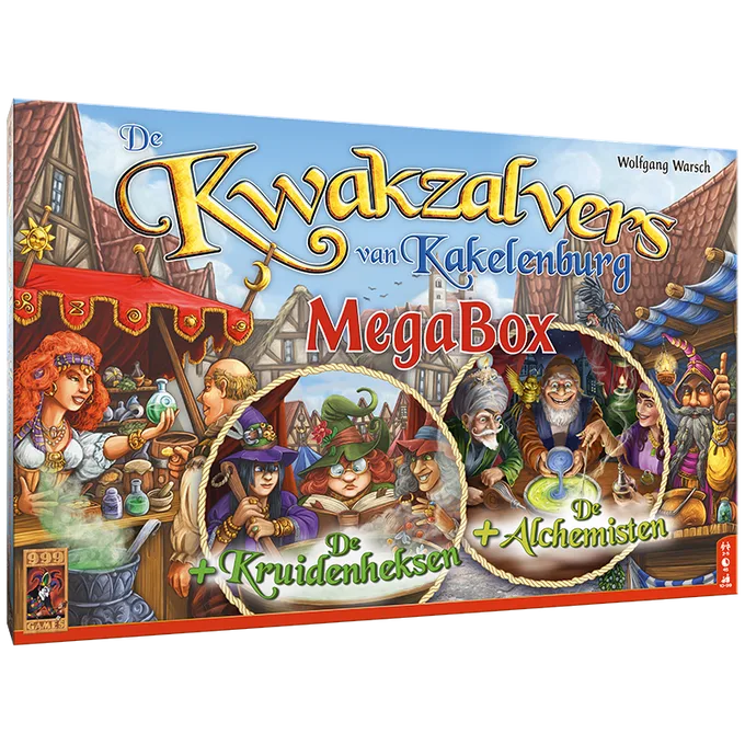 De Kwakzalvers van Kakelenburg Megabox fra 999 Games, NL-udgave – æske