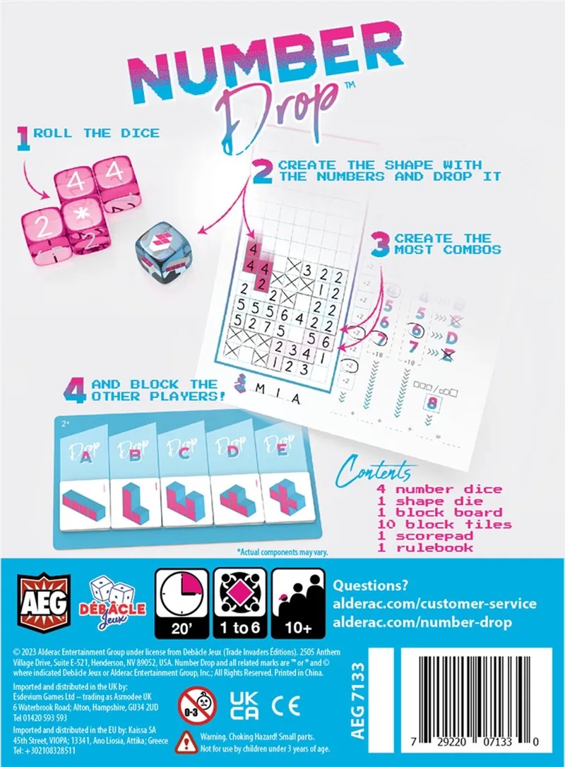 Number Drop - Dobbel Spel - Engelstalige Versie - Alderac Entertainment Group from Alderac Entertainment Group, Multicolor edition – box