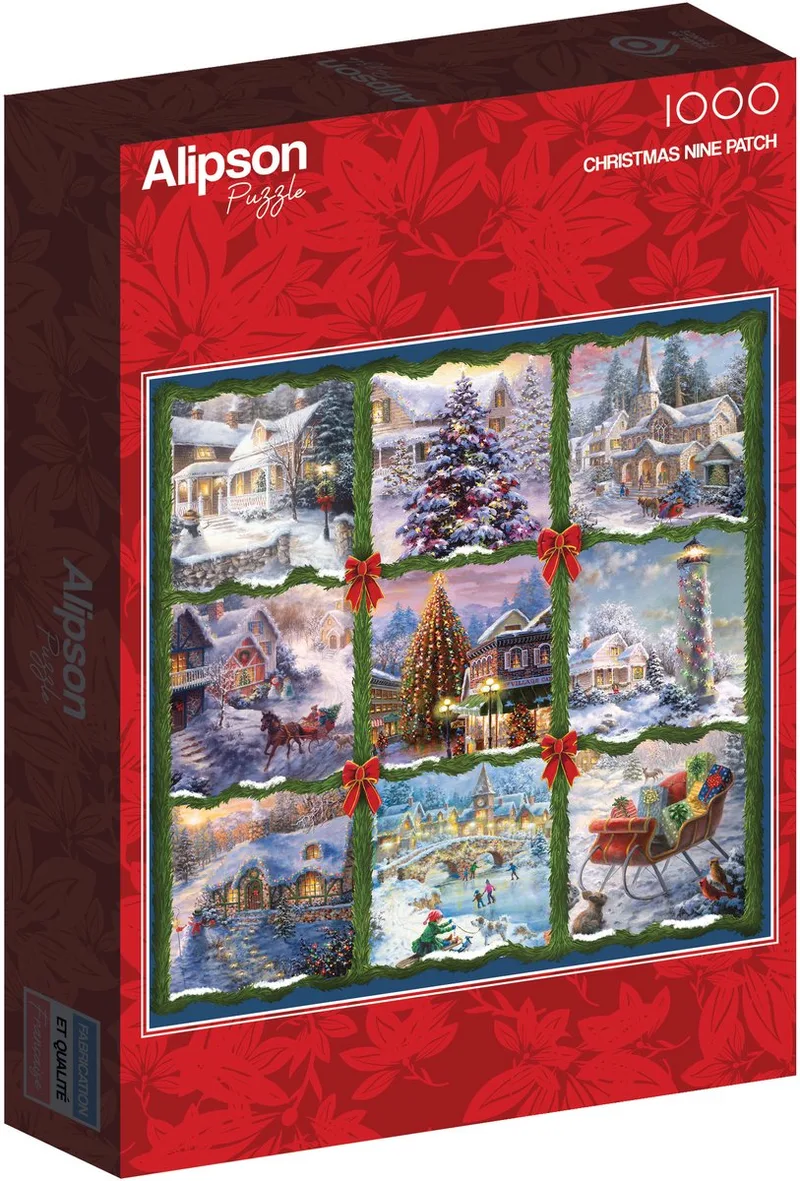 kerst legpuzzel Christmas Nine Patch 1000 stukjes. de Alipson Puzzle, édition Multicolore – boîte