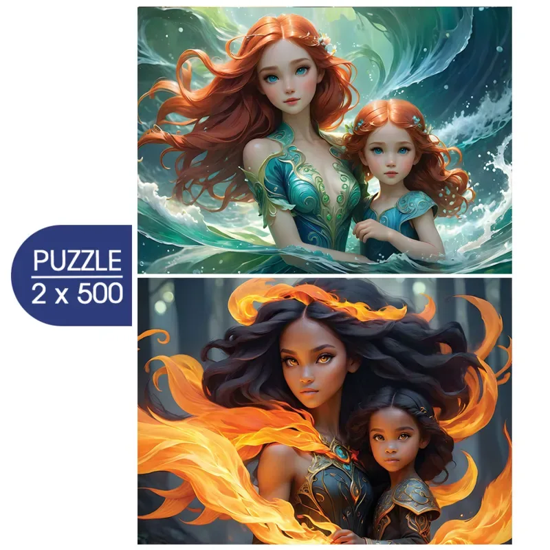 Puzzle 2 Puzzles - L'Eau et le Feu - Collection Mère et Fille - 500 à 999 pièces van Alipson Puzzle – doos