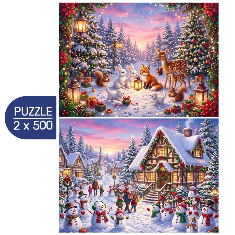 Puzzle 2 Puzzles - Vive Noël ! - 500 à 999 pièces van Alipson Puzzle – doos