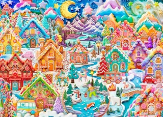 Puzzle Colorful Cookietown Night - 1500 pièces de Alipson Puzzle – boîte 1 sur 2