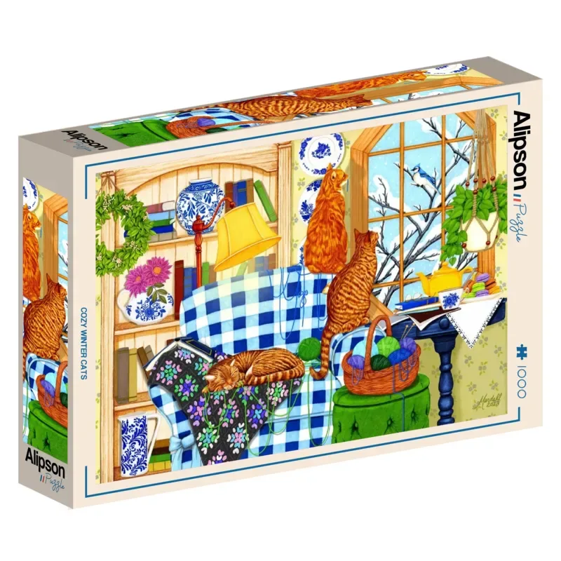 Puzzle Des Chats bien au Chaud pour l'Hiver - 1000 pièces de Alipson Puzzle – boîte 2 sur 2