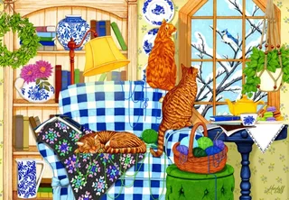 Puzzle Des Chats bien au Chaud pour l'Hiver - 1000 pièces de Alipson Puzzle – boîte 1 sur 2