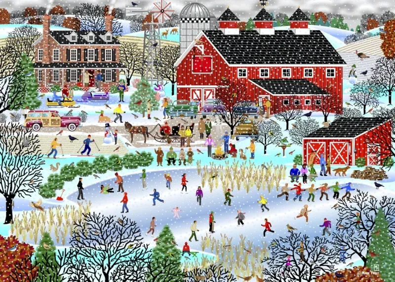 Puzzle Duck Pond in Winter - 500 à 999 pièces de Alipson Puzzle – boîte