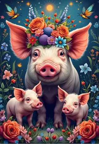 Puzzle Famille Cochon en Promenade - 1000 pièces von Alipson Puzzle – Schachtel 1 von 2