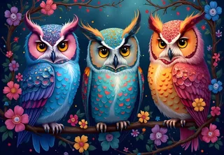 Puzzle Hiboux et Nuit Enchantée - 1000 pièces von Alipson Puzzle – Schachtel 1 von 2