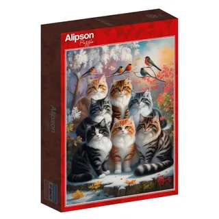 Puzzle Hiver Félin - 1000 pièces von Alipson Puzzle – Schachtel 2 von 2