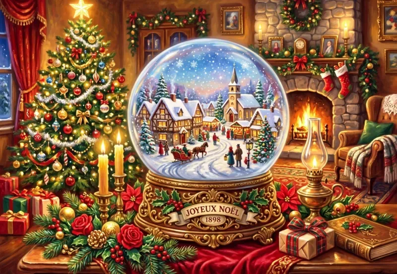 Puzzle La Boule à Neige du Réveillon de Noël - 1000 pièces de Alipson Puzzle – boîte 1 sur 2