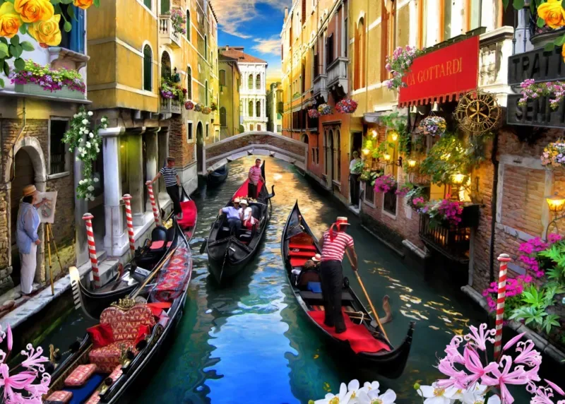 Puzzle Les Bateliers de Venise - 500 à 999 pièces de Alipson Puzzle – boîte 1 sur 2