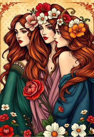 Puzzle Les Trois Muses aux Fleurs - 1000 pièces from Alipson Puzzle – box 1 of 2