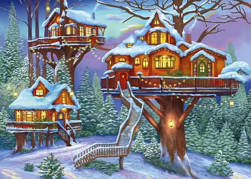 Puzzle Maison d'Hiver - 500 à 999 pièces van Alipson Puzzle – doos 1 van 2