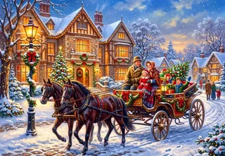 Puzzle Promenade de Noël en Calèche - 1000 pièces de Alipson Puzzle – boîte 1 sur 2