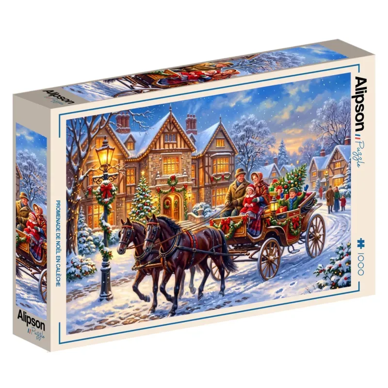 Puzzle Promenade de Noël en Calèche - 1000 pièces de Alipson Puzzle – boîte 2 sur 2