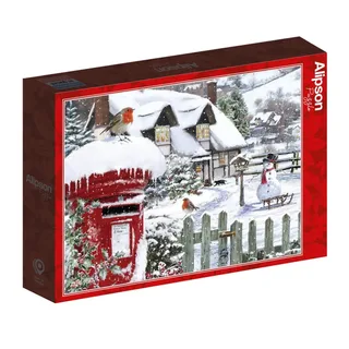 Puzzle Rouge-Gorge dans la Neige - 500 à 999 pièces van Alipson Puzzle – doos 2 van 2
