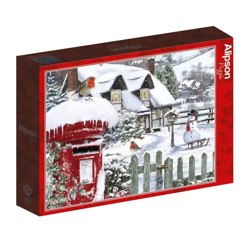Puzzle Rouge-Gorge dans la Neige - 500 à 999 pièces van Alipson Puzzle – doos 2 van 2