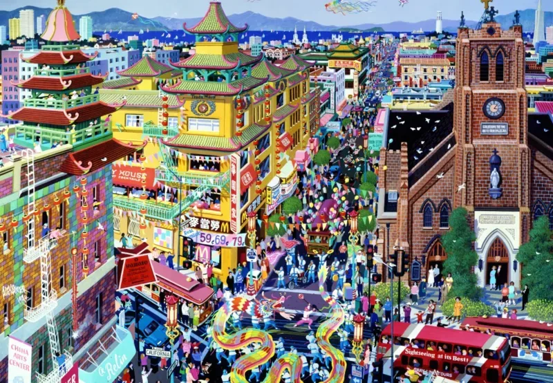 Puzzle San Francisco - China Town - 1000 pièces van Alipson Puzzle – doos 1 van 2