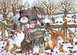 Puzzle Scène d'Hiver Avec Deux Bonshommes de Neige - 500 à 999 pièces de Alipson Puzzle – boîte 1 sur 2