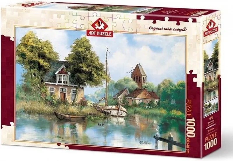 Back Home Legpuzzel 1000 Stukjes – Landschap met Water en Huisjes – 68 x 48 cm van Art Puzzle, editie Meerkleurig – doos