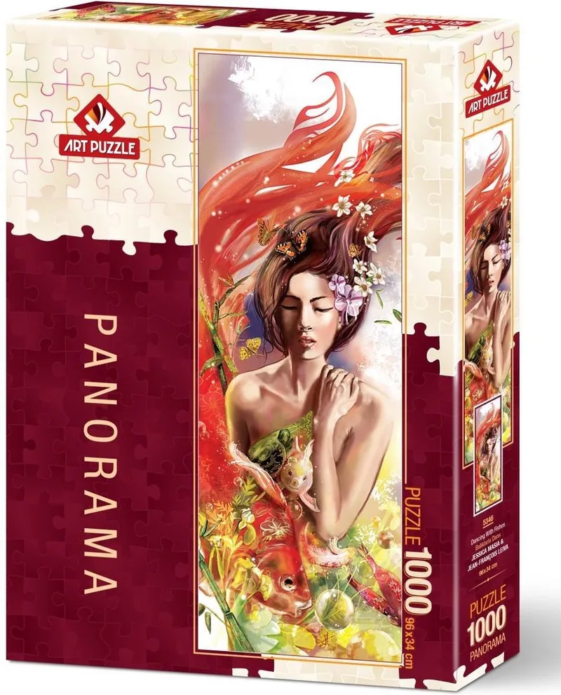 Dancing with Fish - Puzzle 1,000 pieces PANORAMA 96 x34 CM fra Art Puzzle, Flerfarvet-udgave – æske