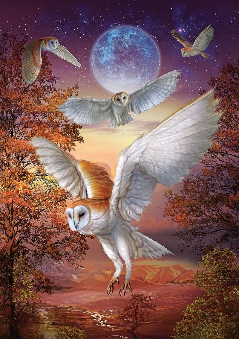 puzzel Moonlight Owls - 1000 stukjes karton. from Art Puzzle, Multicolour edition – box
