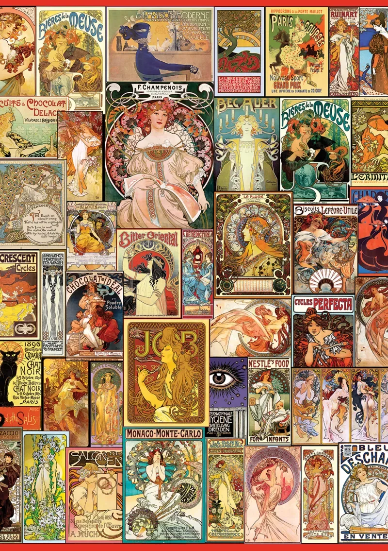 Puzzle Art Nouveau Poster Collage - 1500 pièces fra Art Puzzle – æske