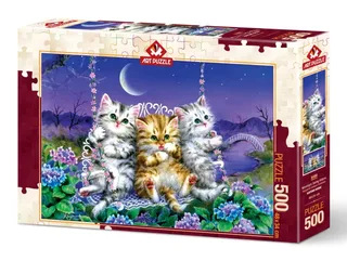 Puzzle Chatons se Balançant au Clair de Lune - 500 à 999 pièces van Art Puzzle – doos 2 van 2