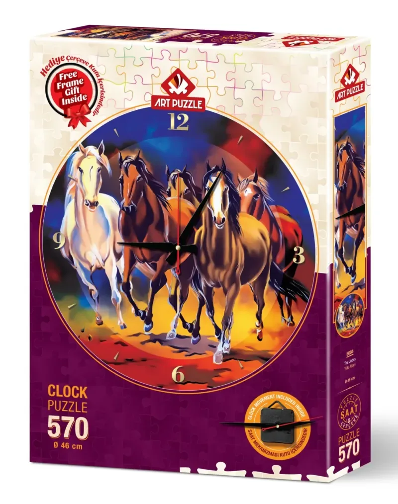Puzzle Puzzle Horloge - Chevaux - 500 à 999 pièces van Art Puzzle – doos 2 van 2