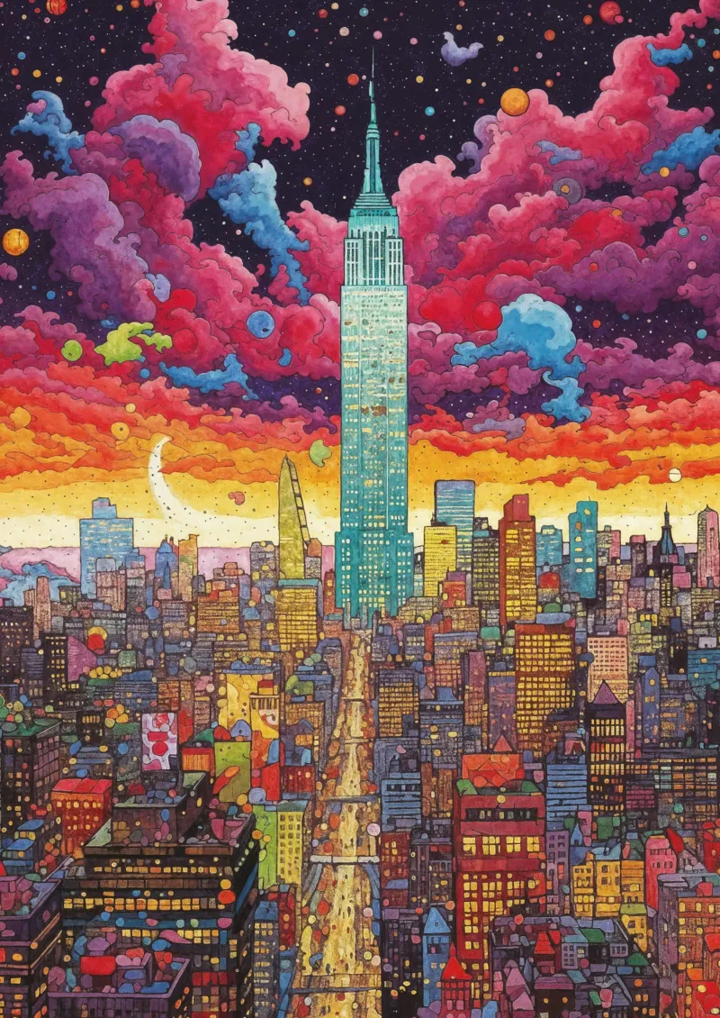 Puzzle Wowo Series - Métropole Colorée, New York - 1000 pièces de Art Puzzle – boîte 1 sur 2
