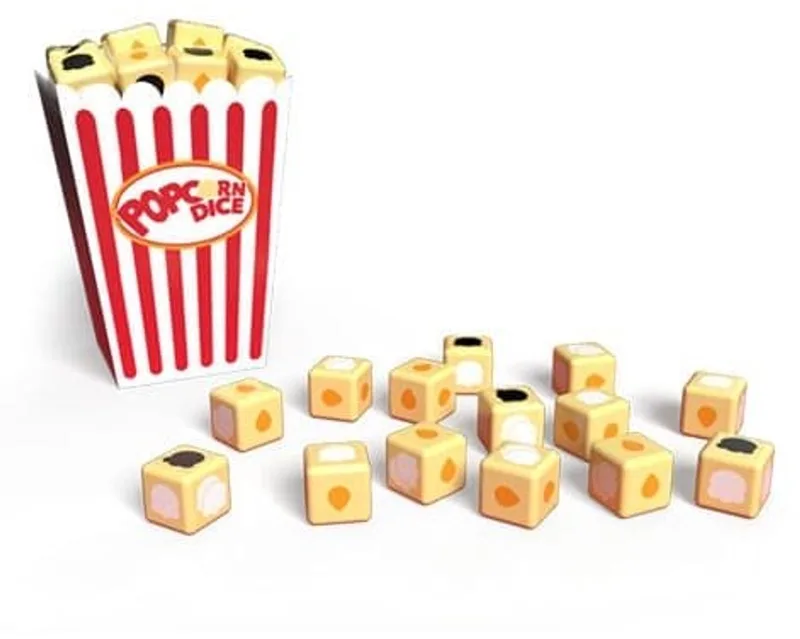 dobbelspel Popcorn Dice voor kinderen en families. de Asmodee – boîte