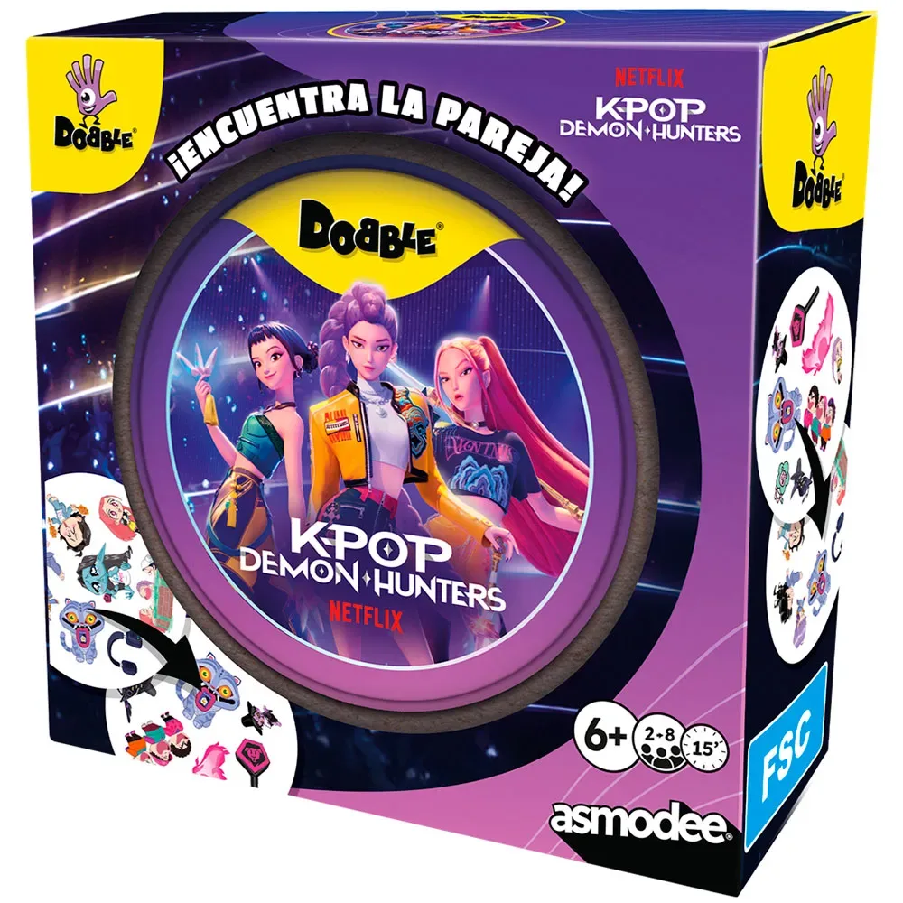 Dobble K-pop Demon Hunters Spanish Kortspel från Asmodee – kartong