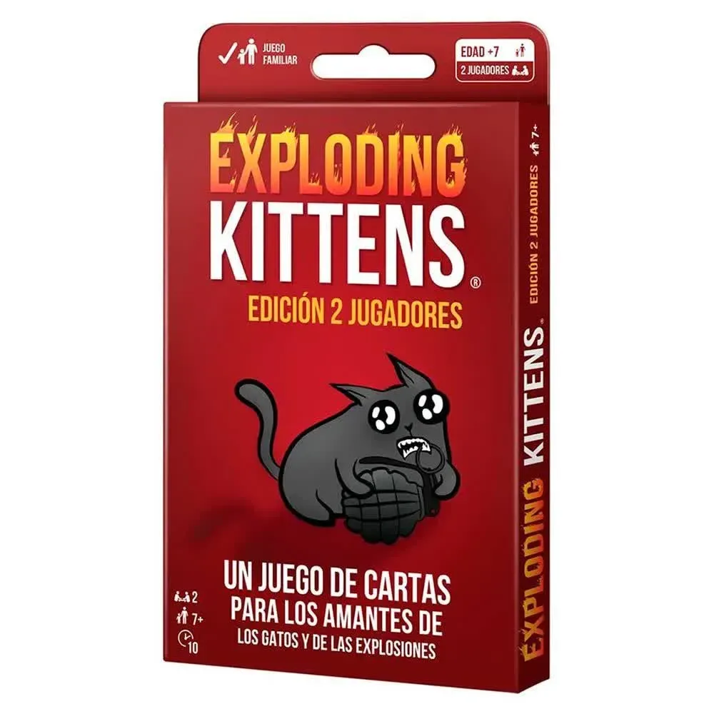 Exploding Kittens Edición 2 Jugadores Kortspel Spansk Version från Asmodee – kartong