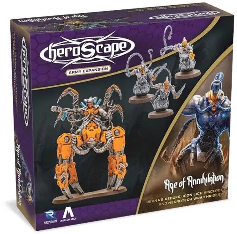 Heroscape: Revna’s Rebuke: Iron Lich Viscerot and Necrotech Wraithriders Army Expansion Bordspel de Asmodee – boîte