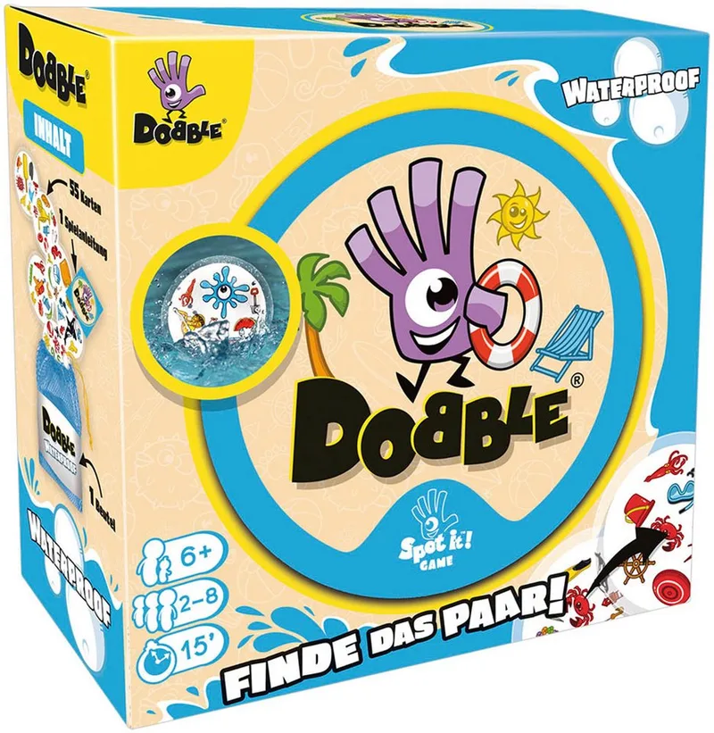 Spiel Dobble Waterproof, Reaktionsspiel from Asmodee, Bunt edition – box