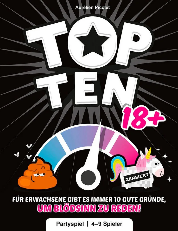 Spiel Top Ten 18+, Familienspiel från Asmodee, utgåva Bunt – kartong