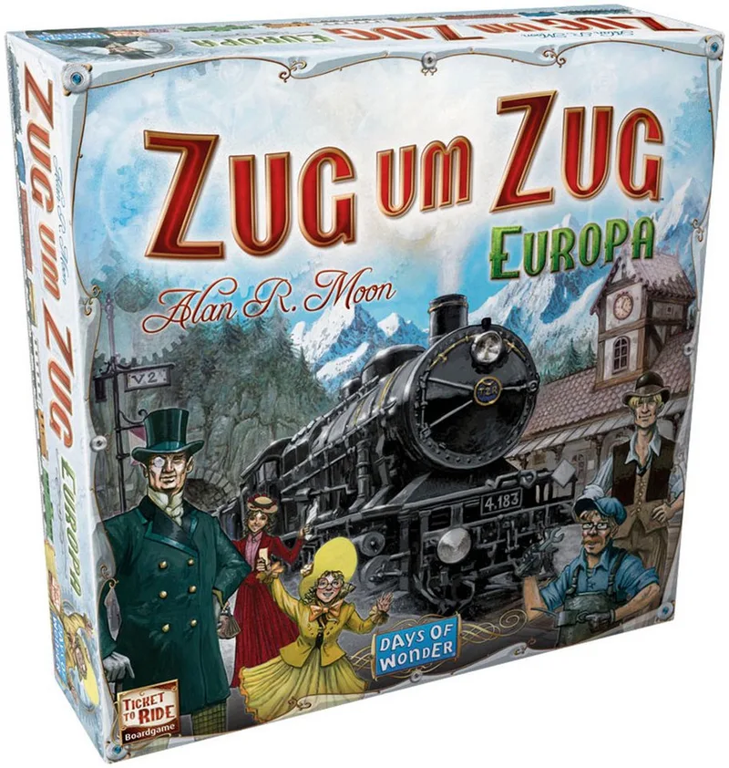 Spiel Zug um Zug Europa, Familienspiel fra Asmodee, Bunt-udgave – æske