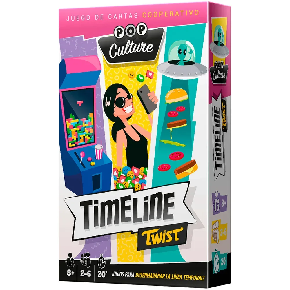 Timeline Twist Pop Culture Spanish Kartenspiel von Asmodee – Schachtel