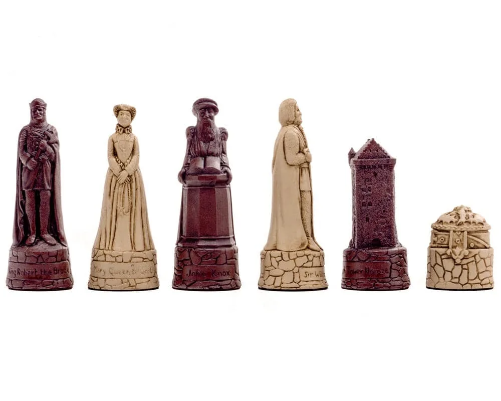 Schotse Russet-schaakstukken van Berkeley Chess – doos