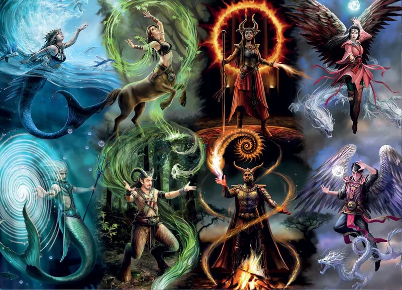 fantasie puzzel Anne Stokes - Elemental Magic - 1000 stukjes. van Bluebird Puzzle, editie Meerkleurig – doos
