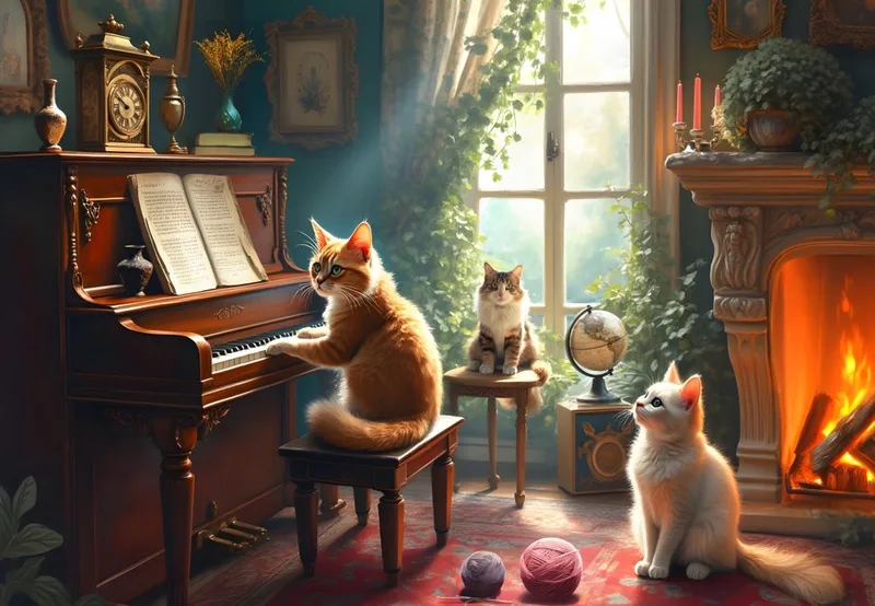 katten puzzel Feline Concerto - 1000 stukjes. van Bluebird Puzzle, editie Meerkleurig – doos 1 van 2