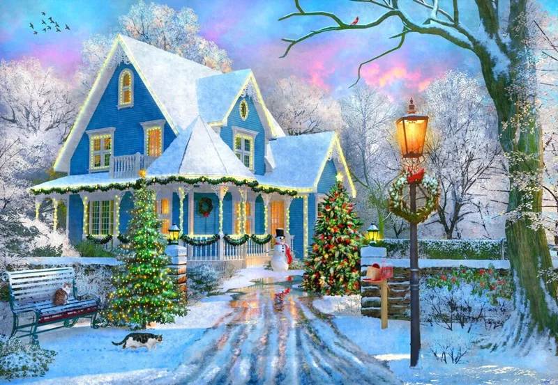 kerst legpuzzel Christmas at Home - 1000 stukjes. van Bluebird Puzzle, editie Meerkleurig – doos
